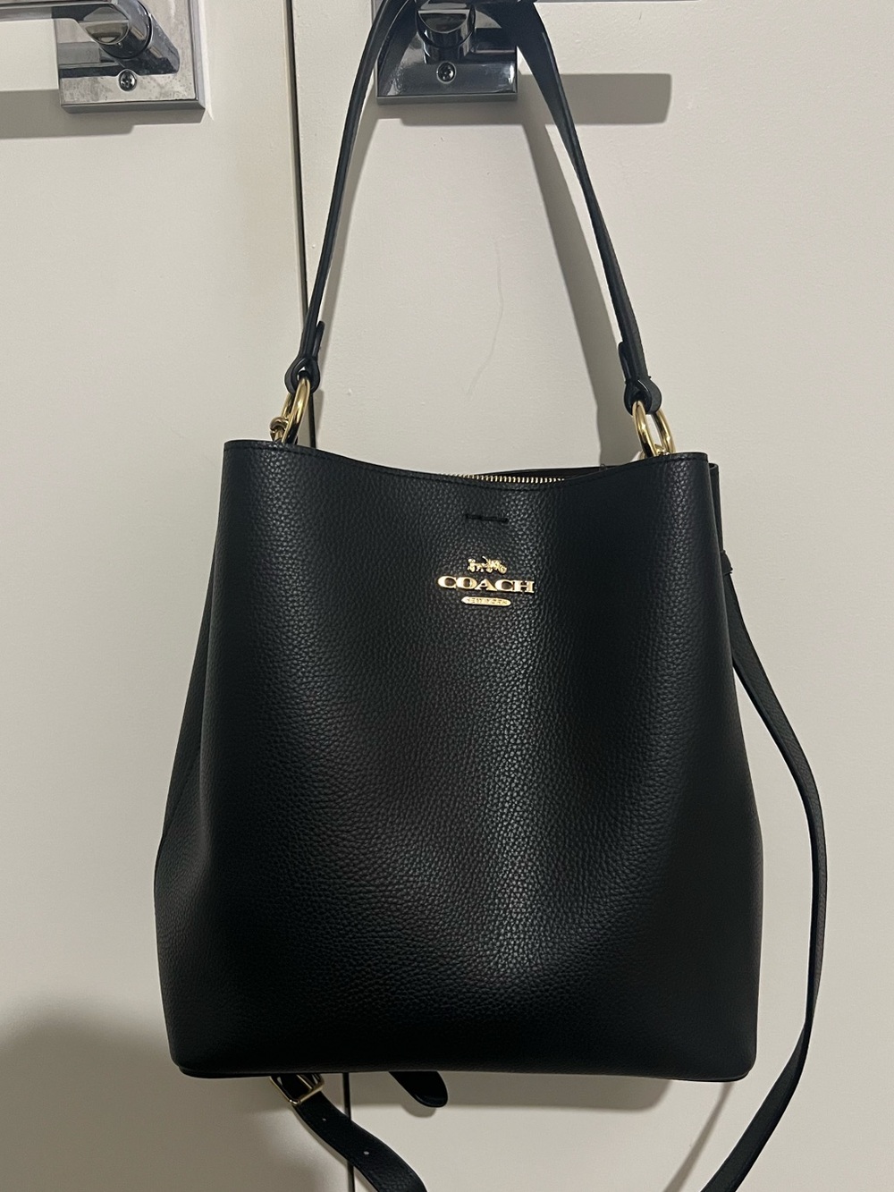 Coach Black Town Bucket Bag with Gold Hardware
